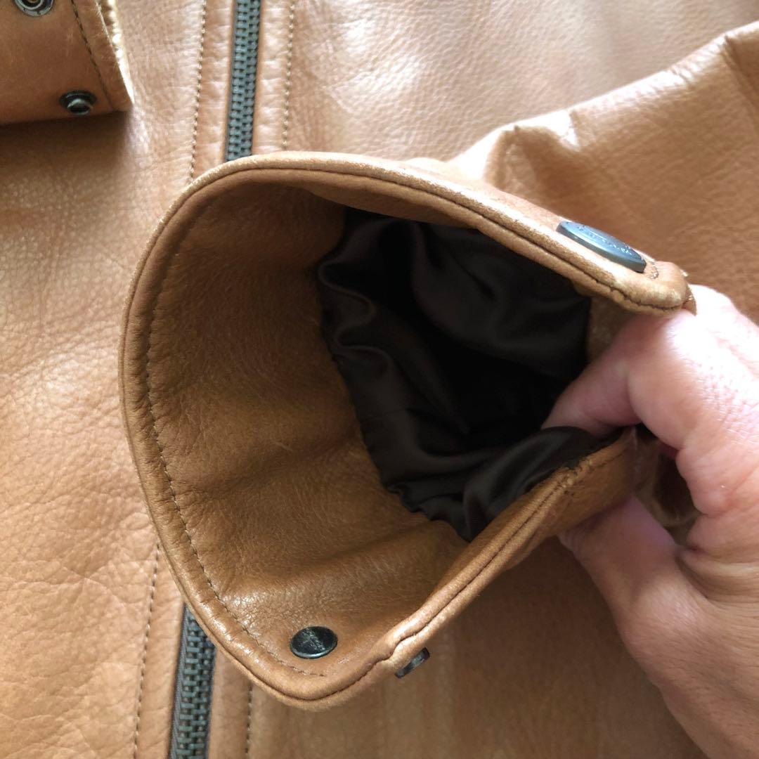 【良品】COACH コーチ レザージャケット キャメル シングル 牛革 XS