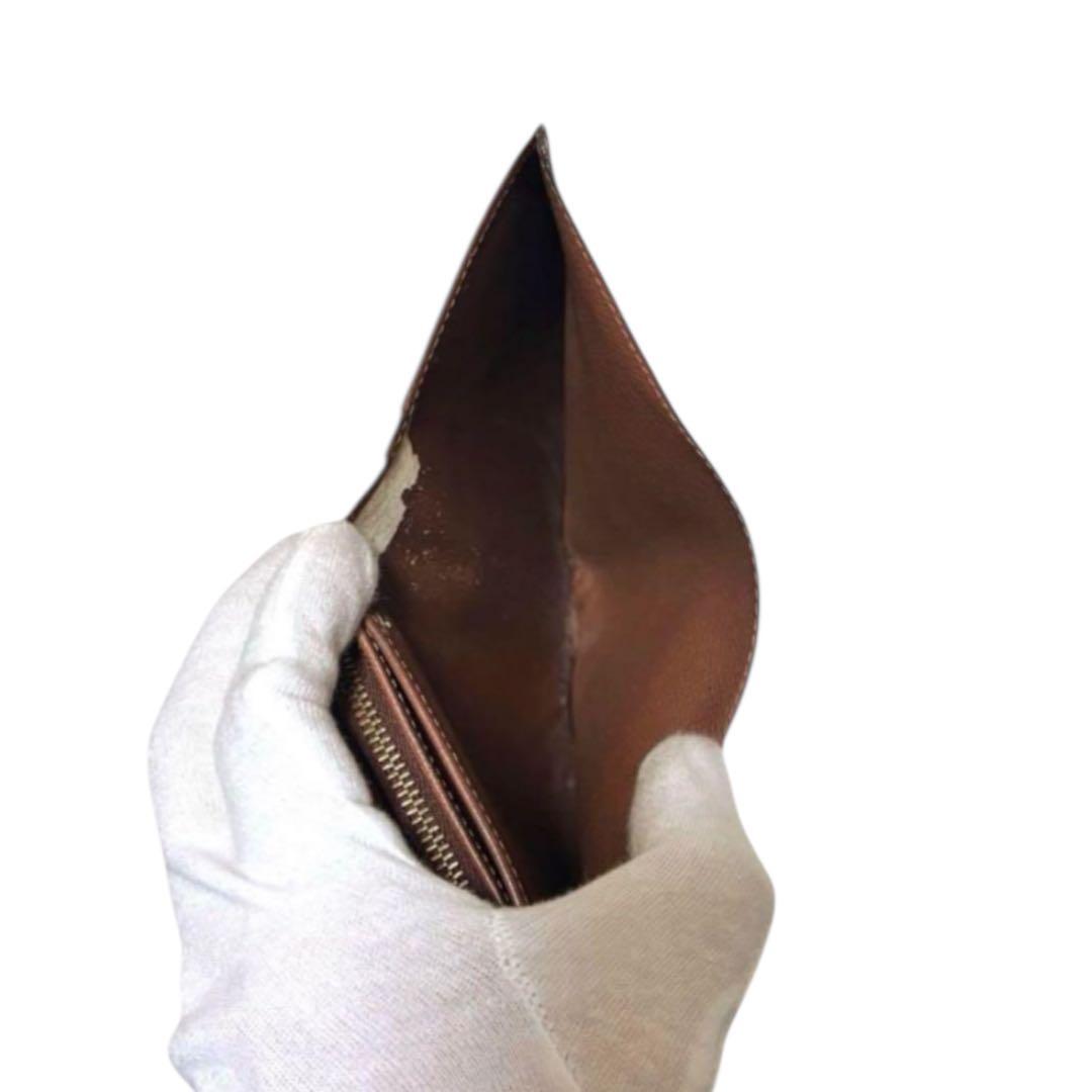 ルイヴィトン　折り財布　ポルトモネビエトレゾール　モノグラム　ブラウン　PVC