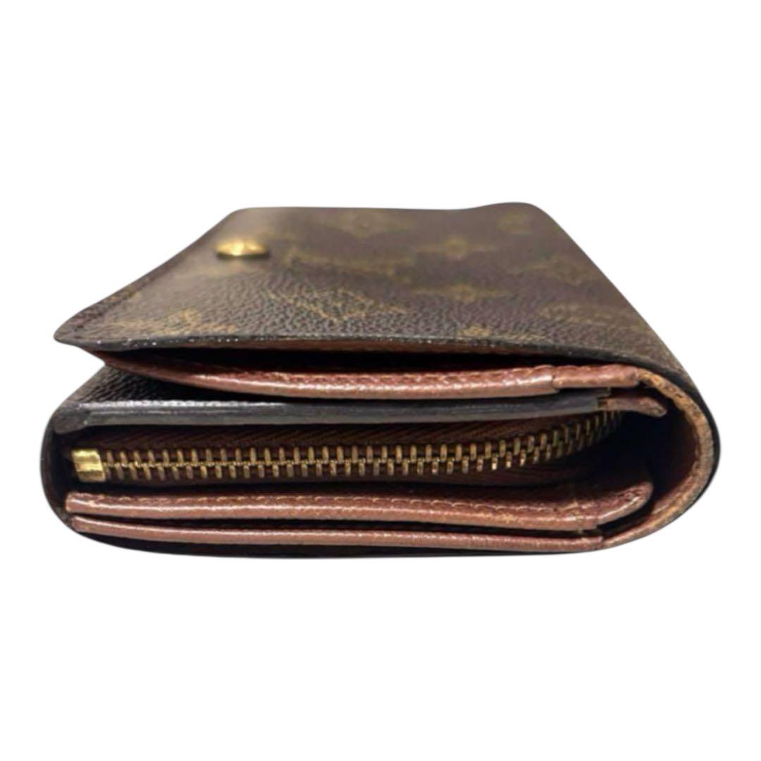 ルイヴィトン　折り財布　ポルトモネビエトレゾール　モノグラム　ブラウン　PVC