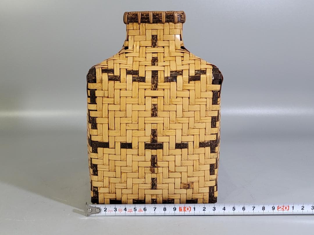 東山麓 東竹園斎作 四方形白錆花籠 共箱 美品 DT607