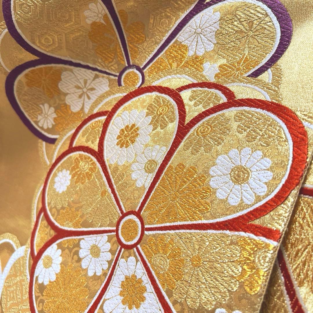 418 振袖フルセット 正絹 紺 ネイビー 朱赤 金彩 駒刺繍 暈し染め