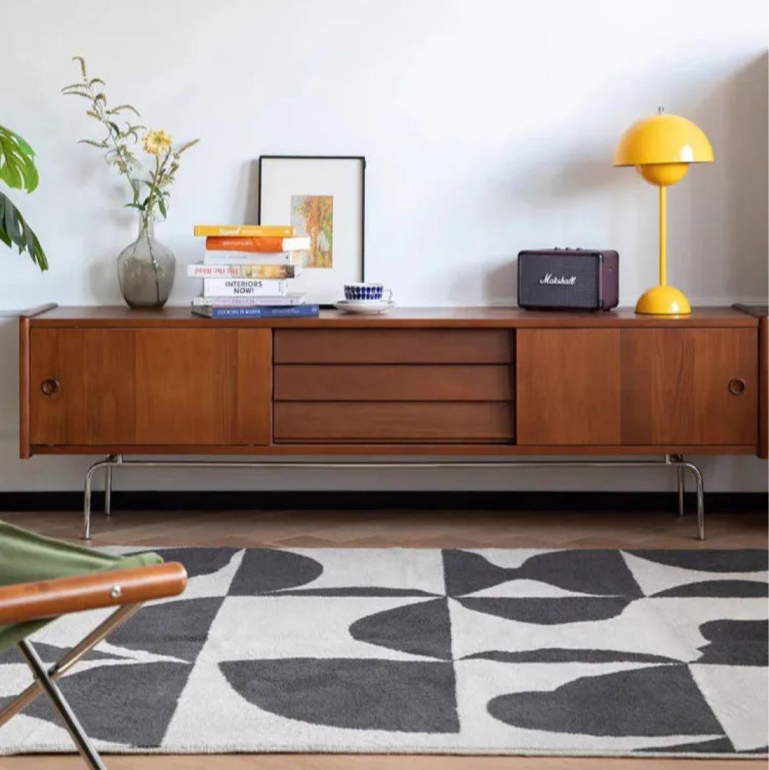 CAGUUUツゲ材 北欧レトロテレビボードブラウン木製テレビボード