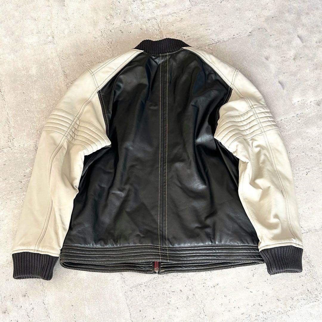 G-stage ライダースジャケット 革ジャン 羊革 ワッペン【L】