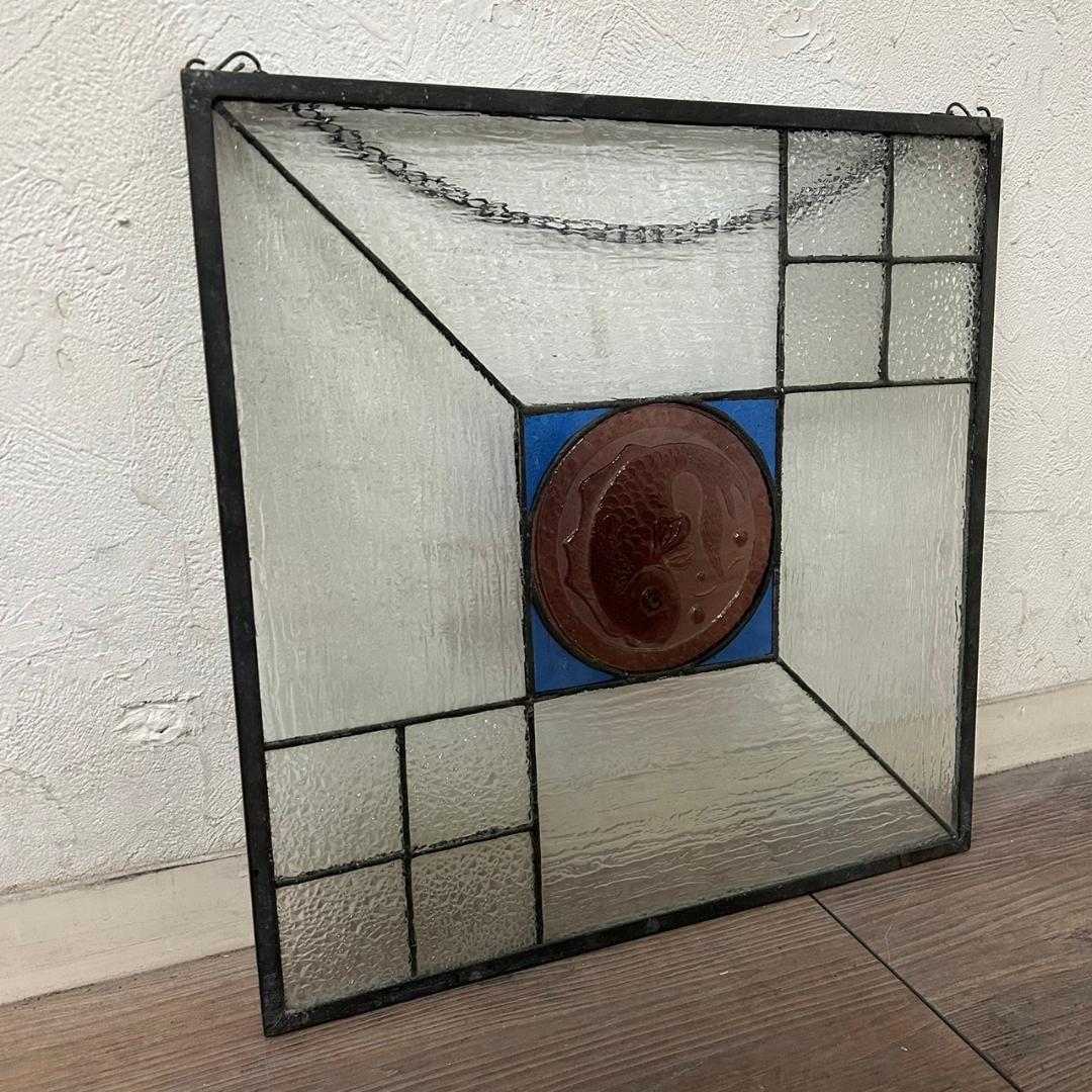西洋アンティーク　大　ステンドグラス　縦　37cm×横　37cm