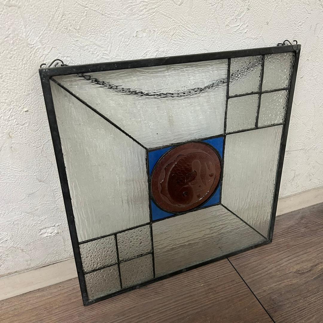 西洋アンティーク　大　ステンドグラス　縦　37cm×横　37cm