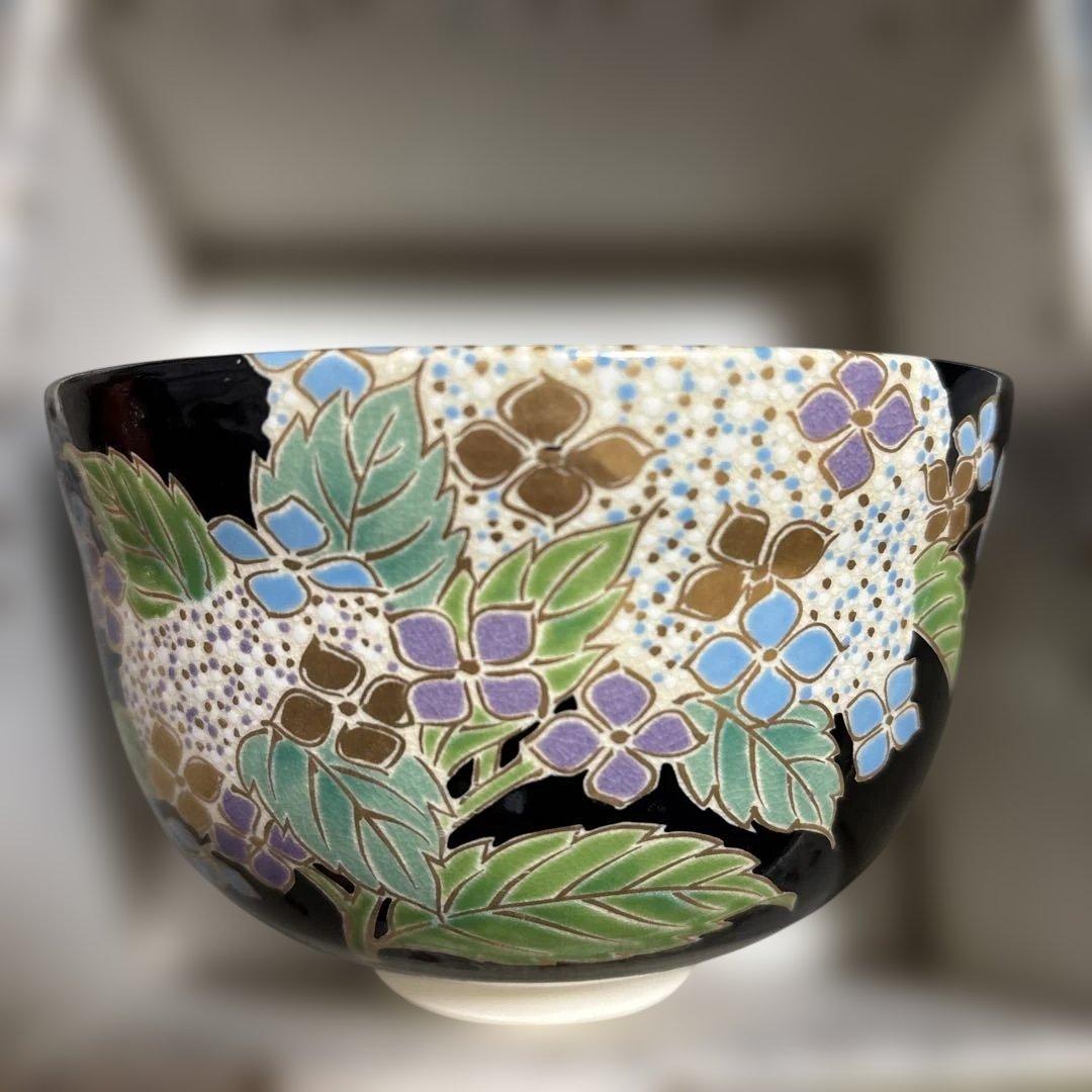 紫陽花抹茶碗、北一ガラス抹茶碗