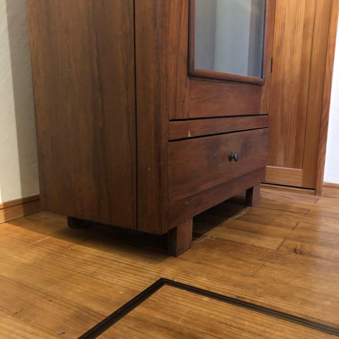 レトロ オーク材 本箱 食器棚 書庫 戸棚 収納 キャビネット