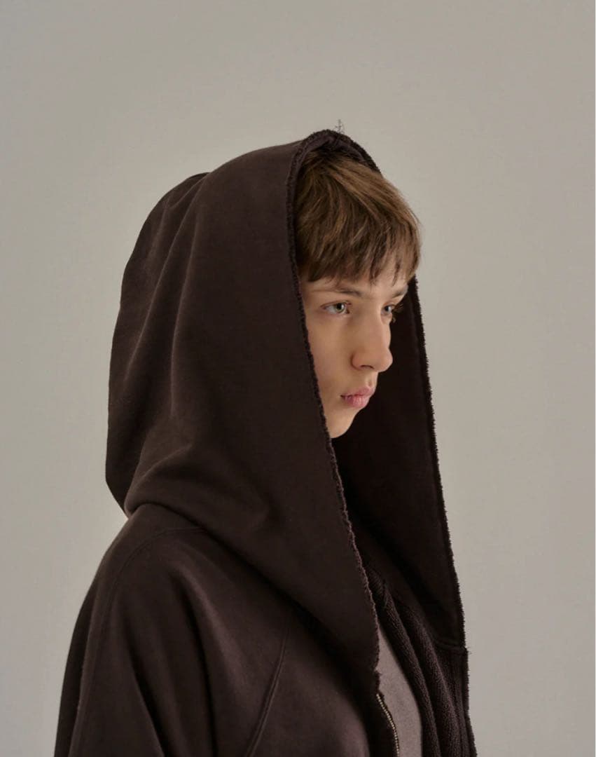 ANCELLM SWEAT HOODIE COAT(BROWN)２