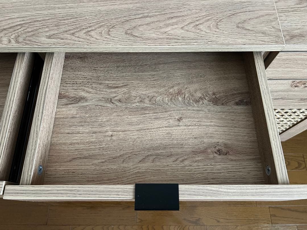 LOWYA ロウヤ　ラタン調コンソールデスク　ナチュラルウッド パソコンデスク