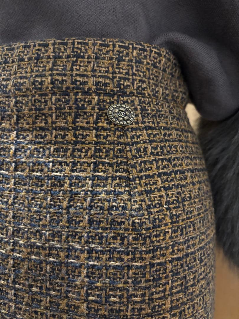 バズ　シャネルブラウンツイードタイトスカート34