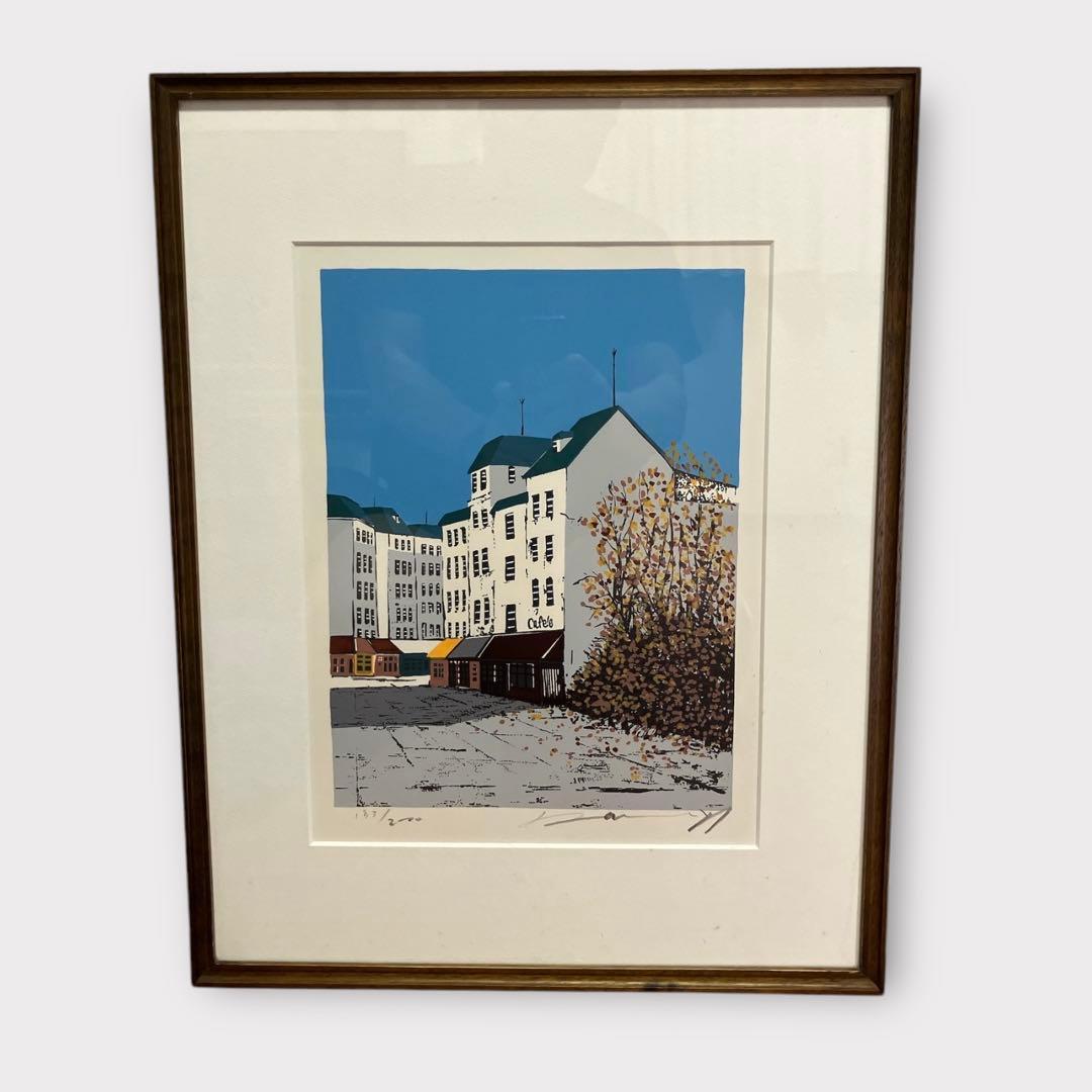 デビッド エドクイスト シルクスクリーン版画 額装 200部限定 街角 美品