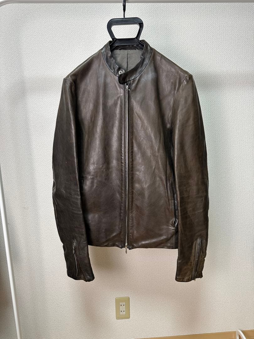 D*.様 インカーネーション　ダークブラウン レザー シングルライダースジャケッ