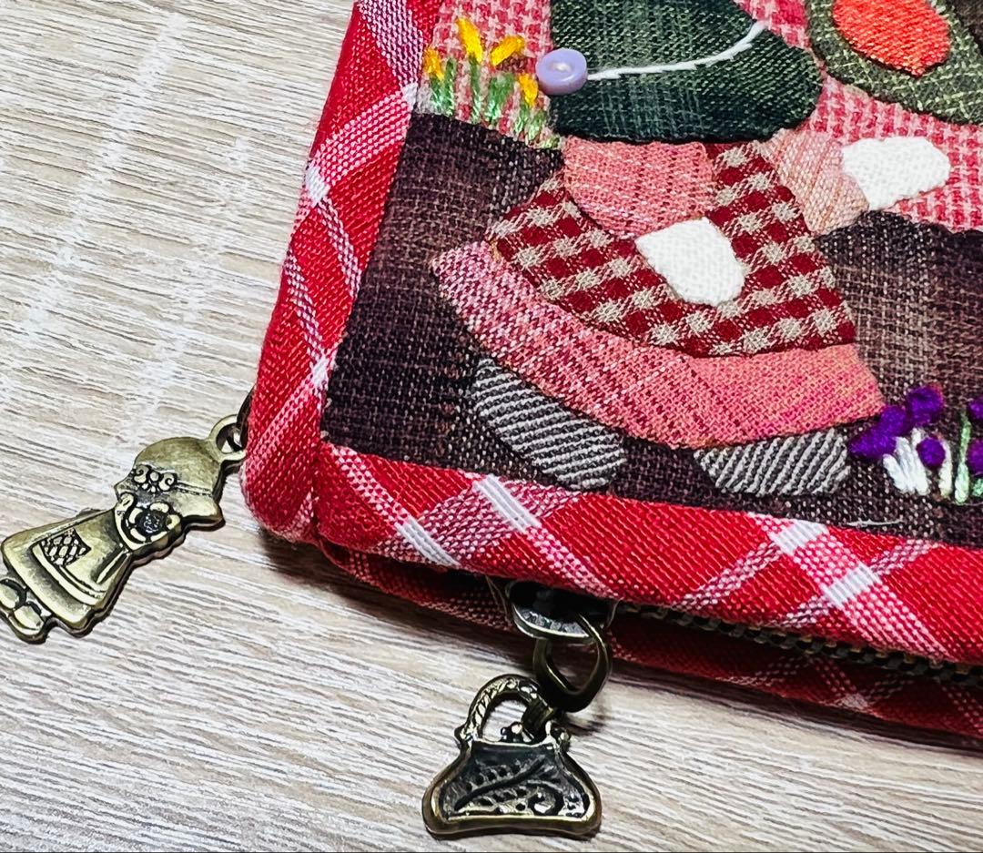 ★新作★スーちゃん＆お友達＆ねこ★レッド系＊ハンドメイド＊長財布＊