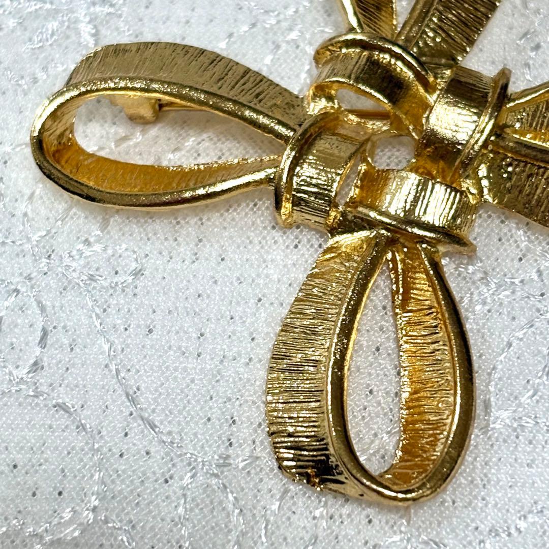 極美品 VINTAGE TRIFARI トリファリ 大ぶり ブローチ リボン