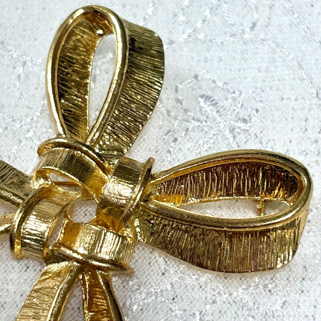 極美品 VINTAGE TRIFARI トリファリ 大ぶり ブローチ リボン