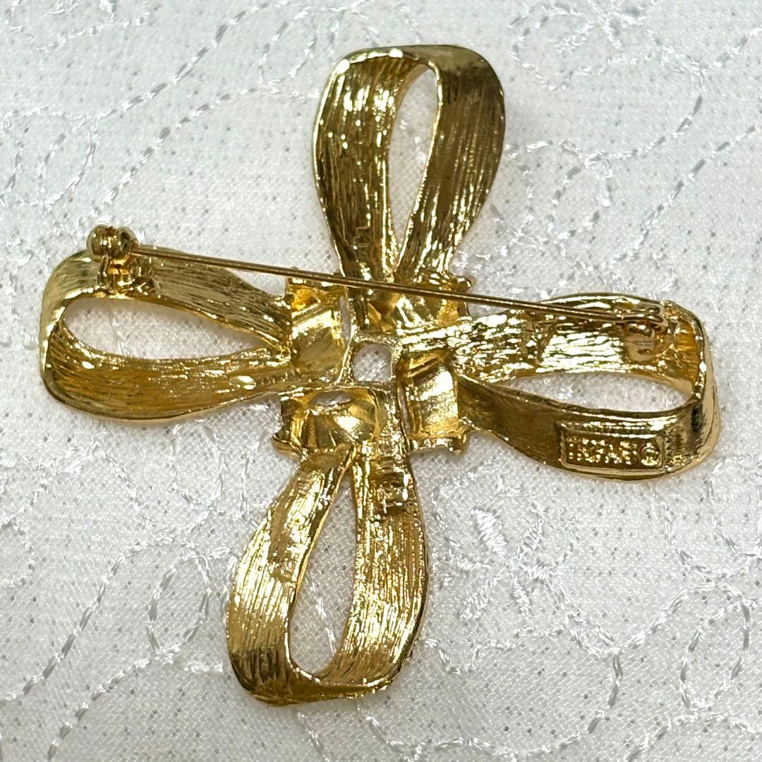 極美品 VINTAGE TRIFARI トリファリ 大ぶり ブローチ リボン