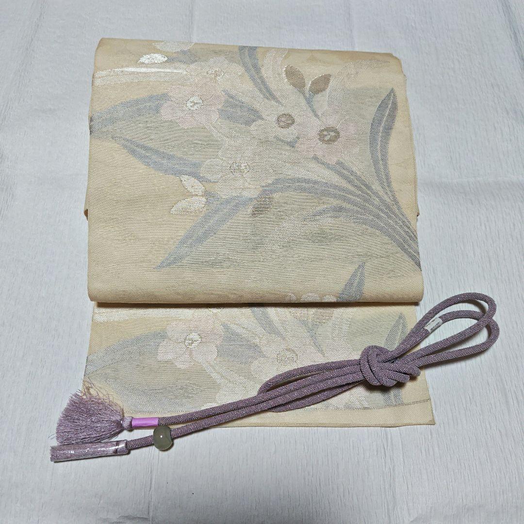 夏物の袋帯　正絹　オシャレ帯締め添えて