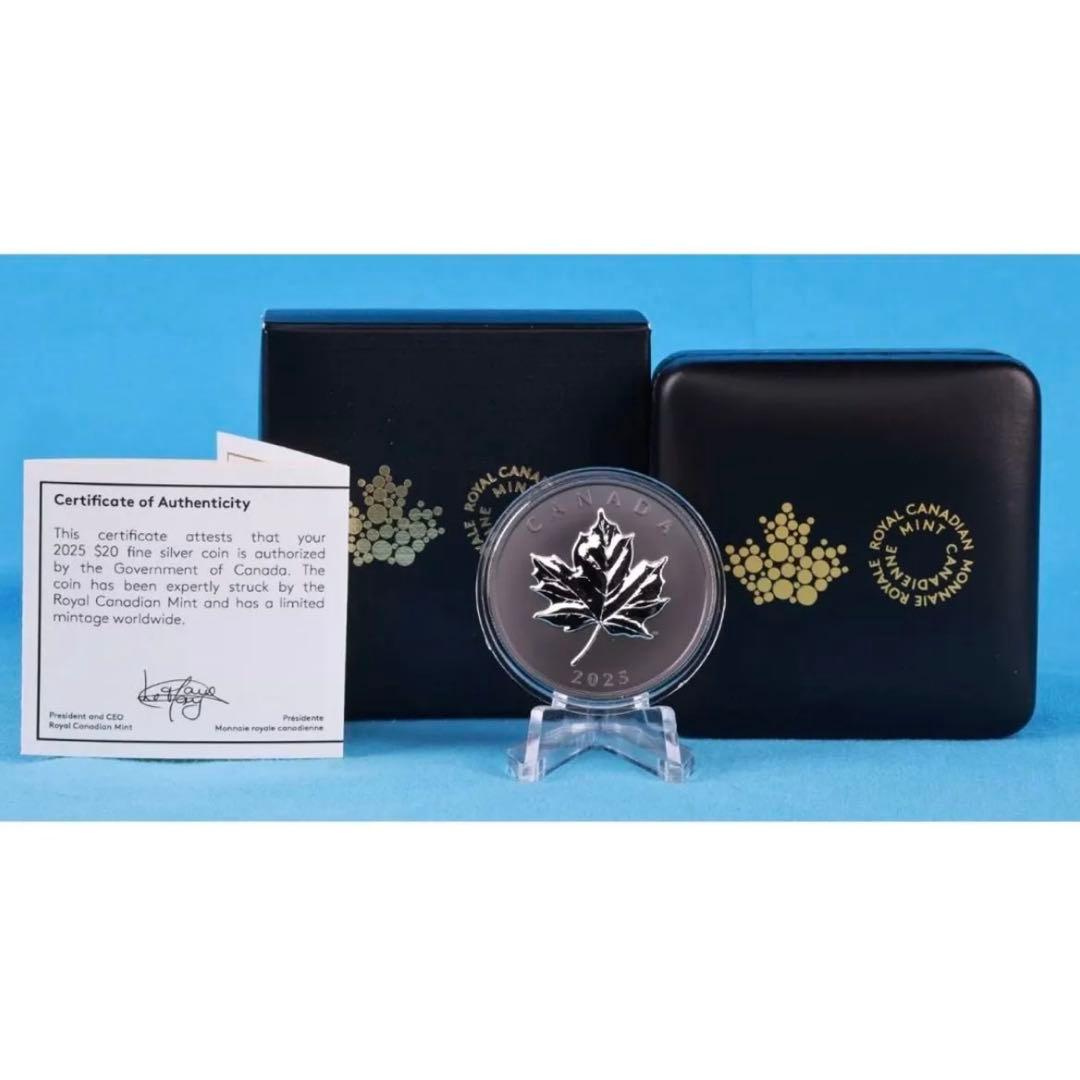 カナダ エレガントメイプルリーフ 銀貨 ブラックロジウム 艶消しプルーフ 保証書