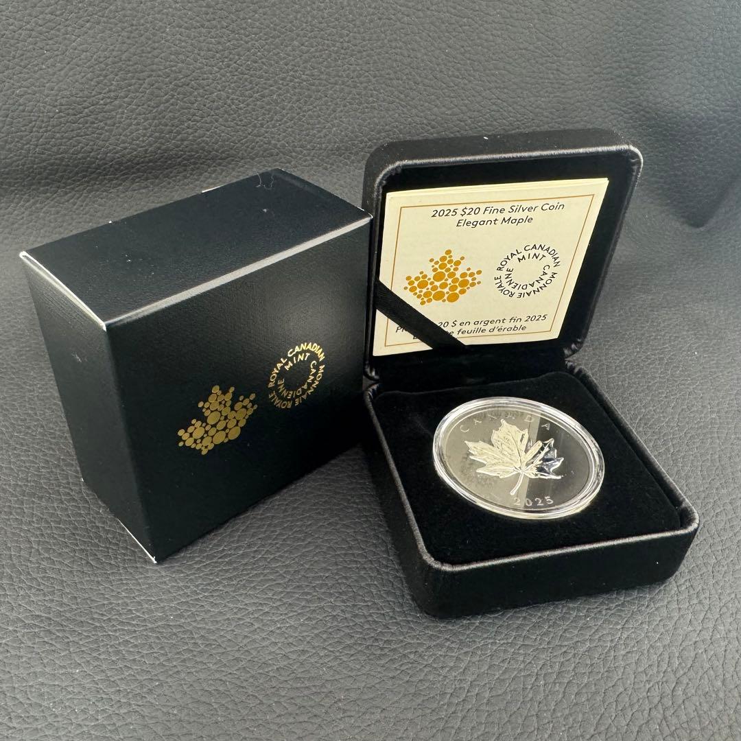 カナダ エレガントメイプルリーフ 銀貨 ブラックロジウム 艶消しプルーフ 保証書