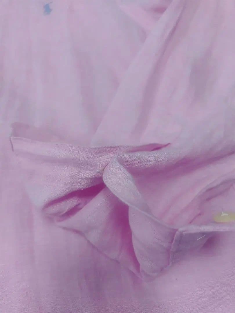 ラルフローレンピンク リネン 長袖シャツ ポロ刺繍