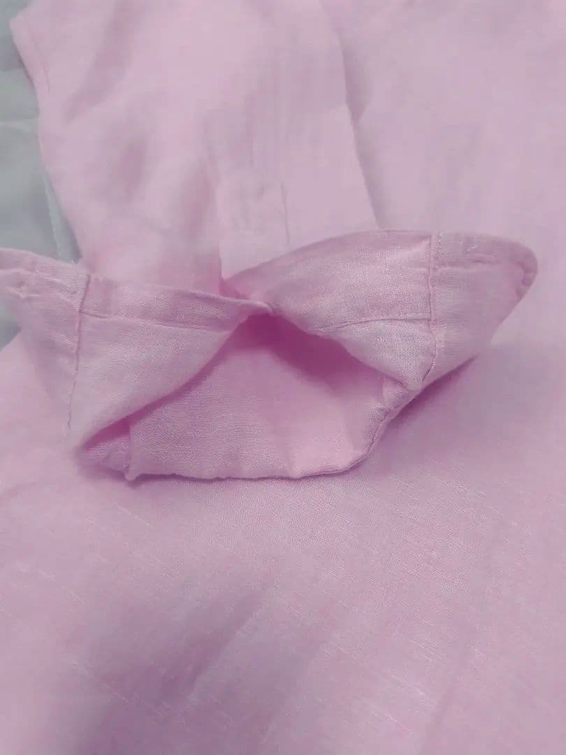 ラルフローレンピンク リネン 長袖シャツ ポロ刺繍