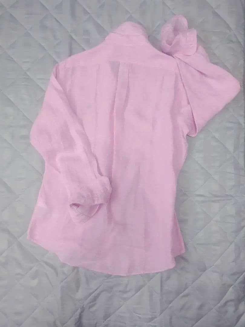 ラルフローレンピンク リネン 長袖シャツ ポロ刺繍