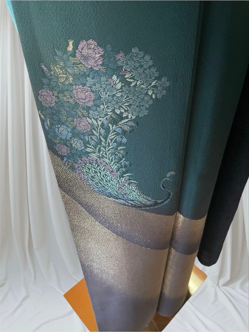 振袖 フルセット 山本寛斎 グリーン 全通帯 リバーシブル