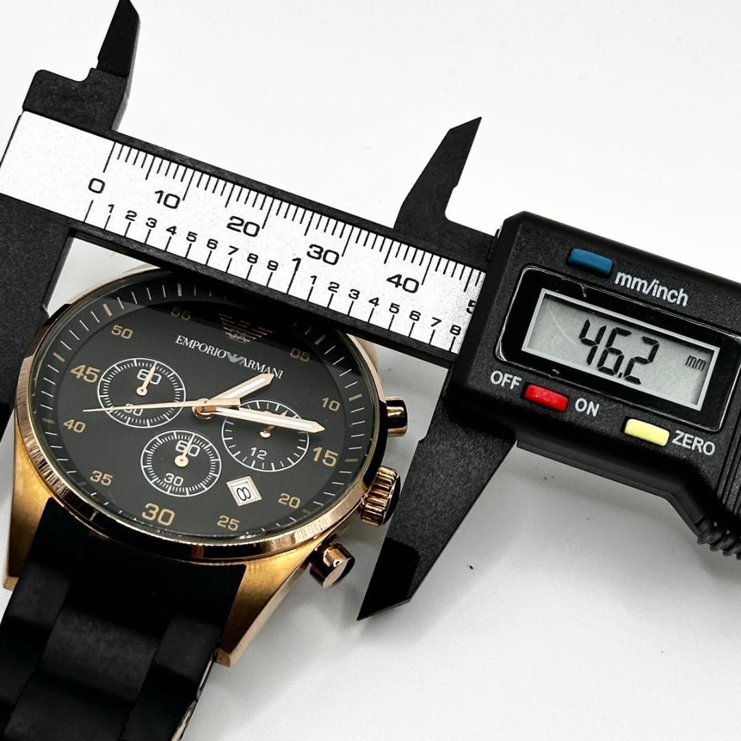 稼動品 新品電池 エンポリオアルマーニ　クロノグラフ メンズ 腕時計 黒 デイト
