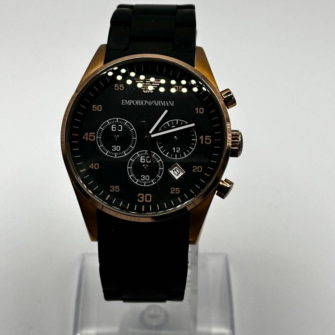 稼動品 新品電池 エンポリオアルマーニ　クロノグラフ メンズ 腕時計 黒 デイト