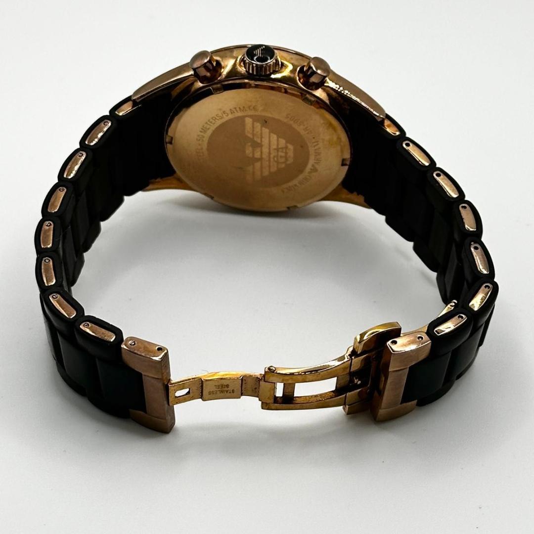 稼動品 新品電池 エンポリオアルマーニ　クロノグラフ メンズ 腕時計 黒 デイト