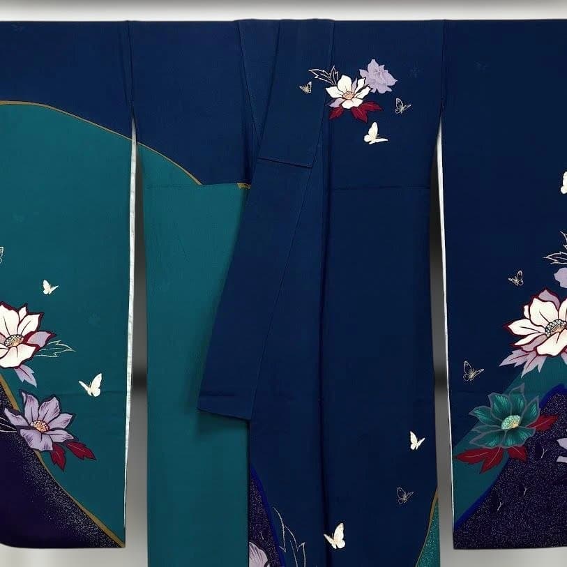 ゆりのはな　森英恵　HANAE MORI　本振袖　京友禅金彩加工　正絹　J703