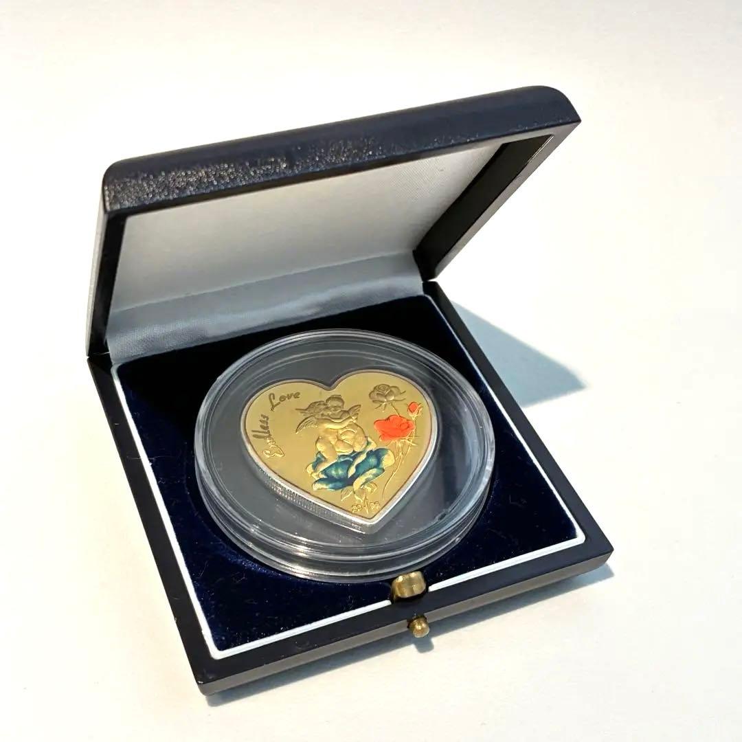 希少 2005年 北マリアナ諸島 エンドレス・ラブ ハート型 記念銀貨 5ドル