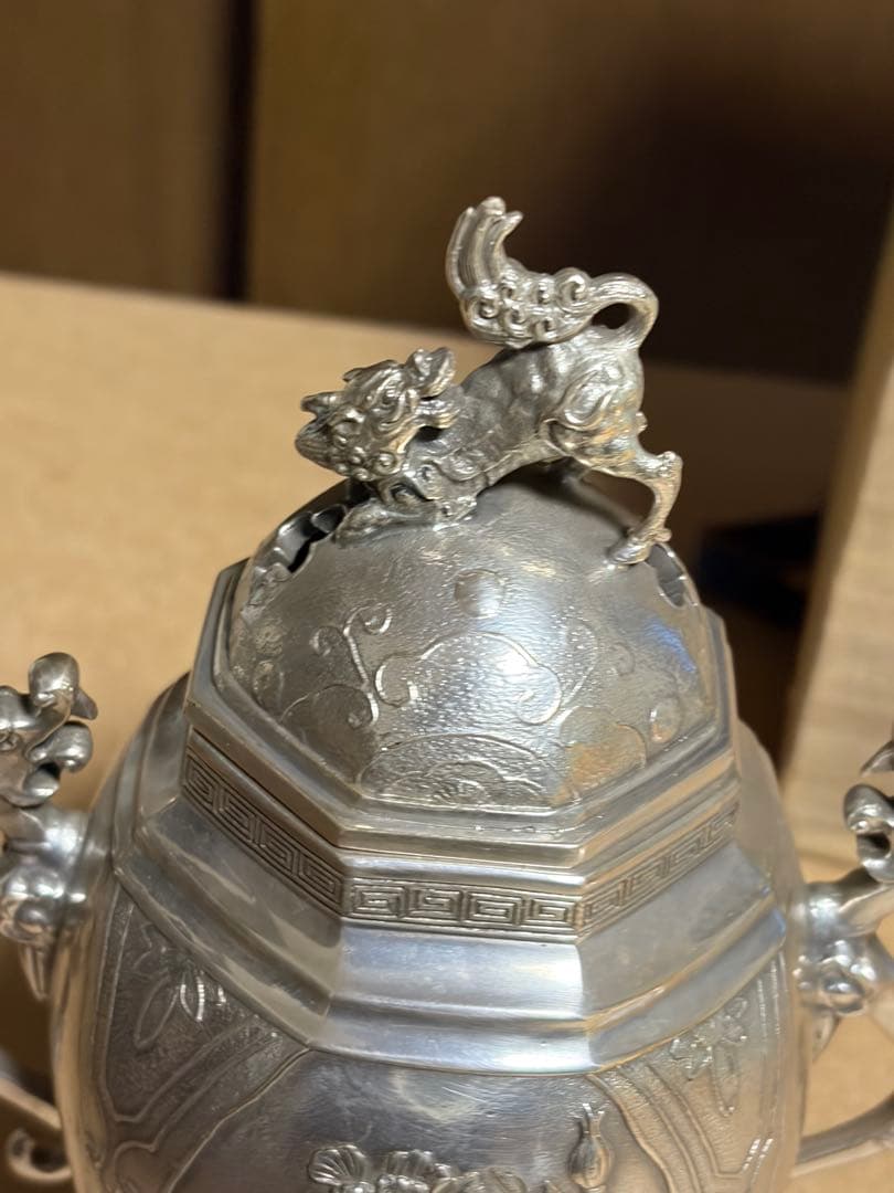 大峰作 香炉 銀製 銀 900 966g 刻印 桐箱 あり