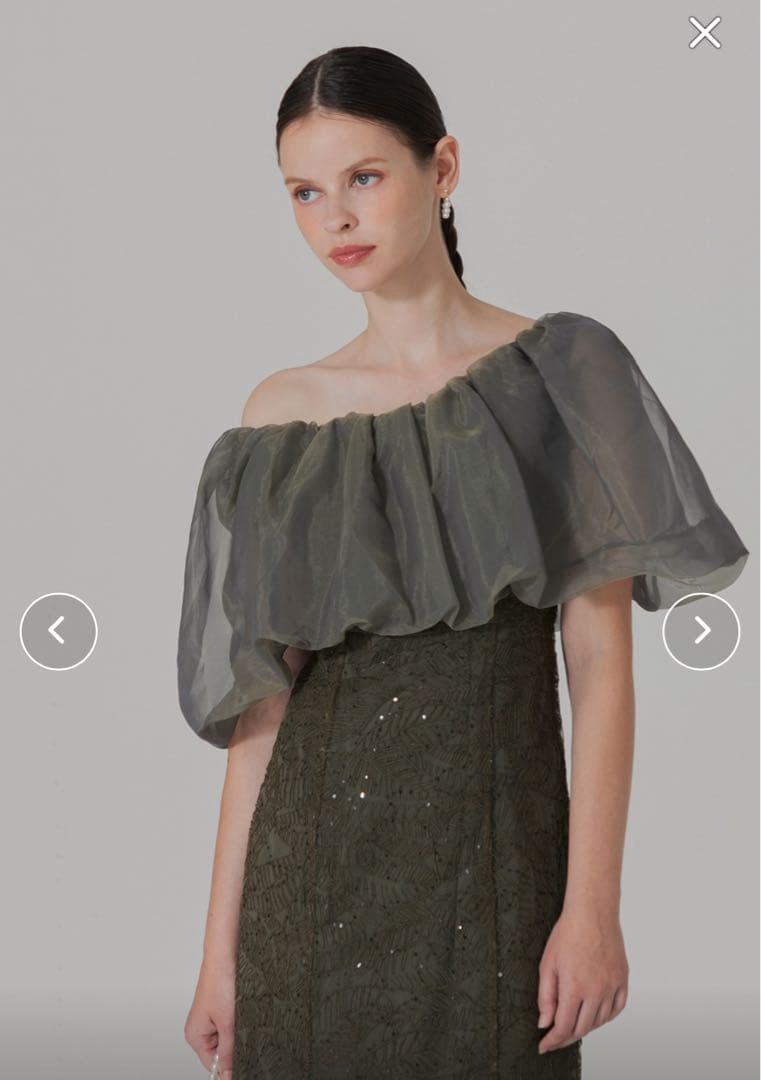 Leja 2WAYオフショルダーパフスリーブワンピースロングドレス 美品 S