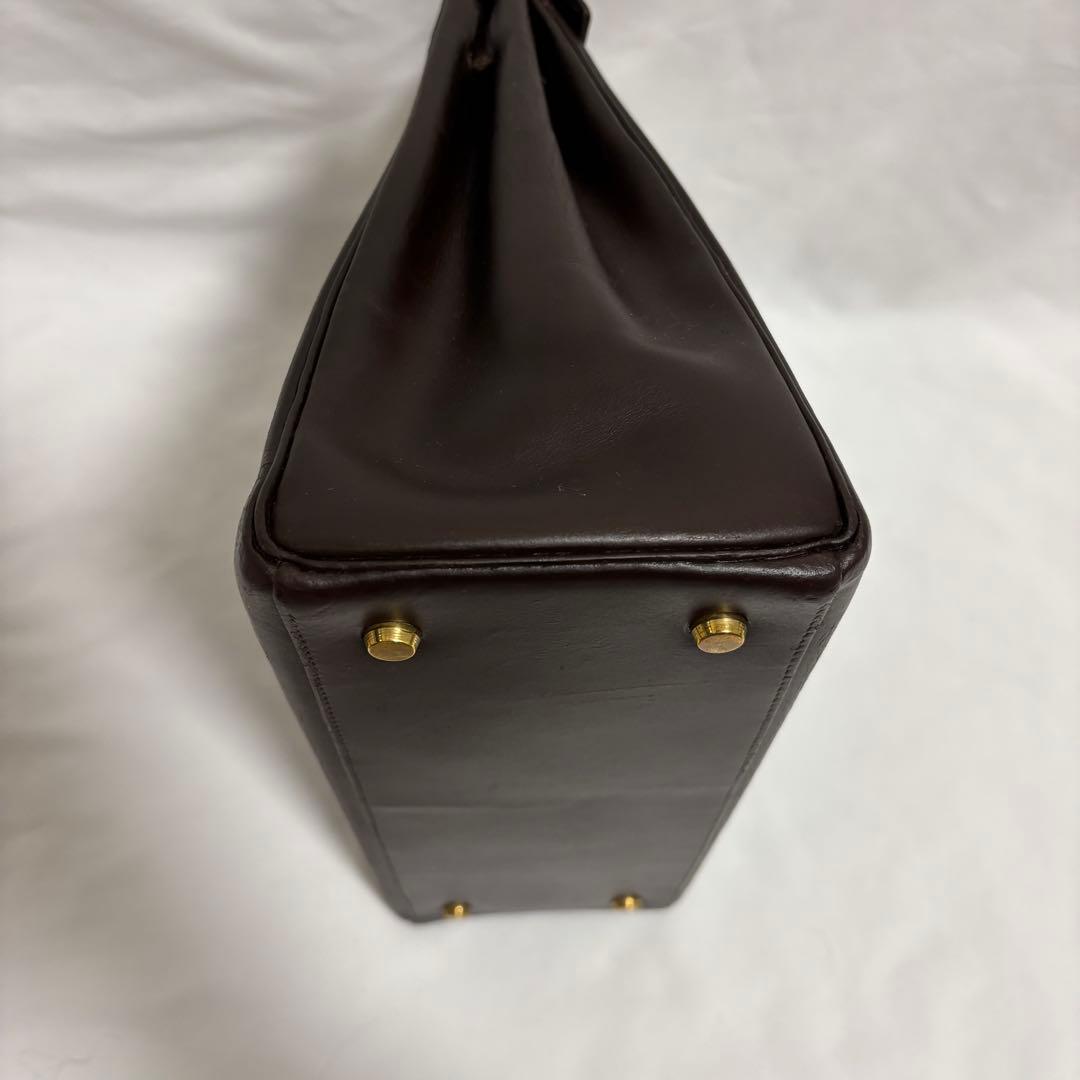 エルメス ケリー28 ルトゥルネ ボックスカーフ ブラウン レザー ハンドバッグ