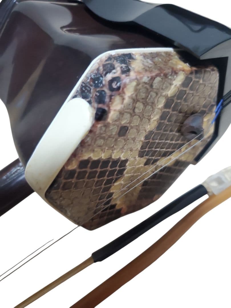 ​【名門・敦煌牌】二胡 上海民族楽器一廠 蛇皮 本皮 ハードケース・付属品付