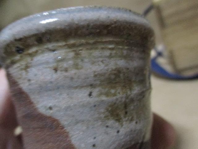 古唐津ぐい呑み　仕覆、古箱付き　79-2