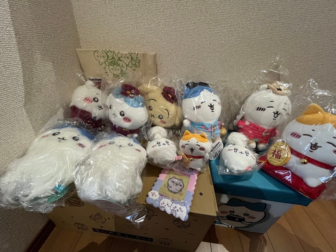 値下げ　ちいかわレア物ぬいぐるみセット　招福ハチワレ