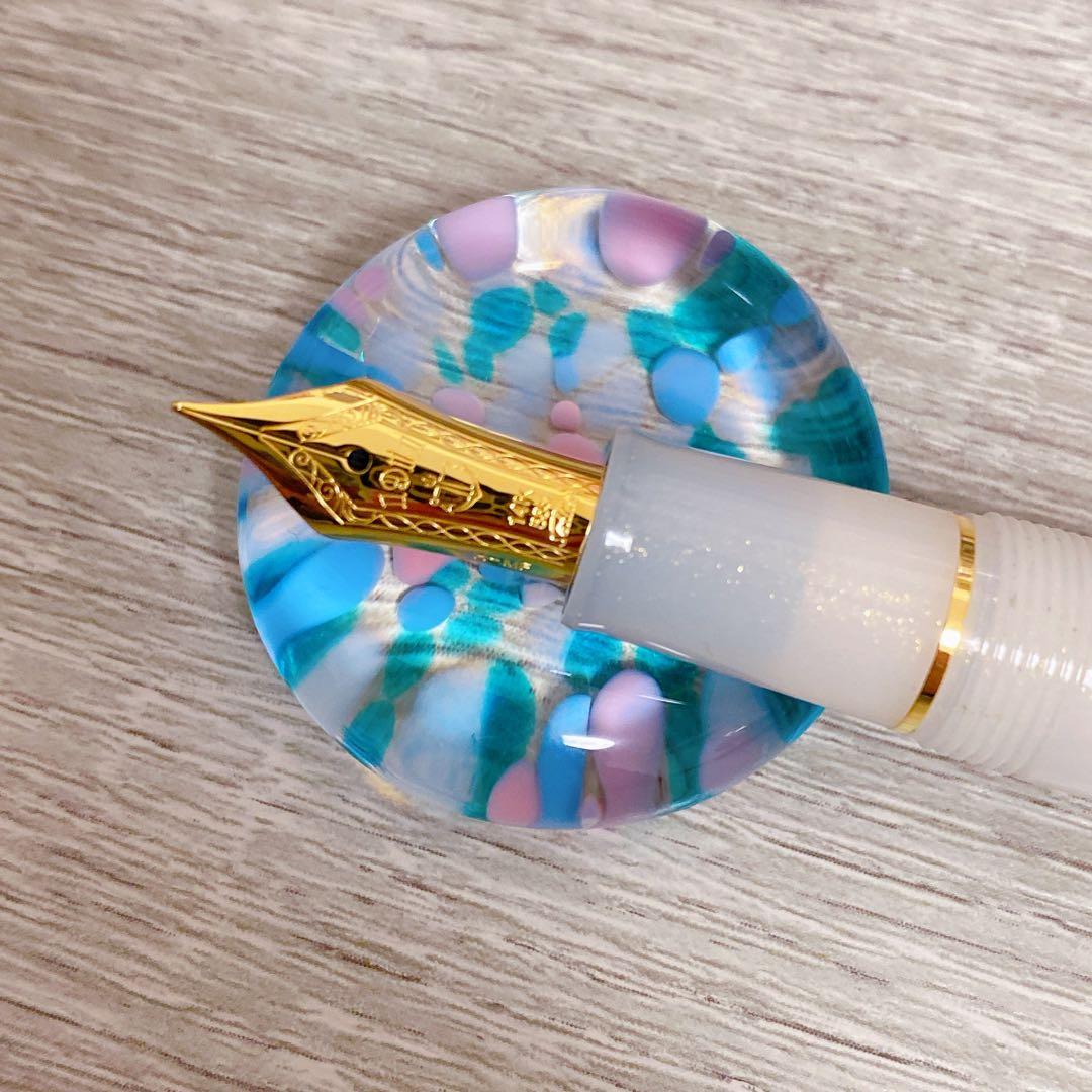 【美品】セーラー 四季織 万年筆 名月 MF 中細 コンバーター付き 14K