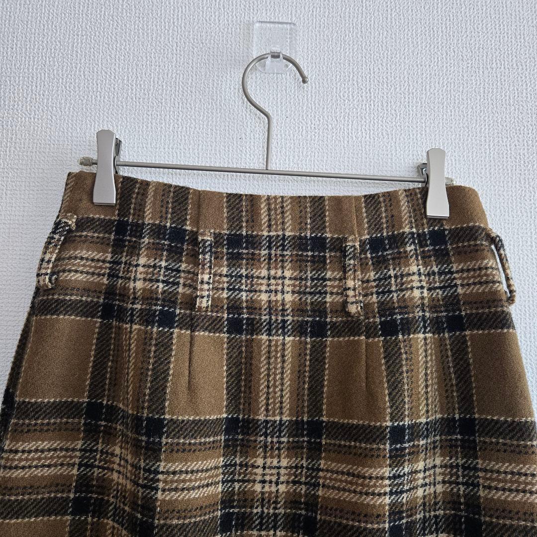 【マーガレットハウエル】キャメルタータンスカート ウールチェックスカート
