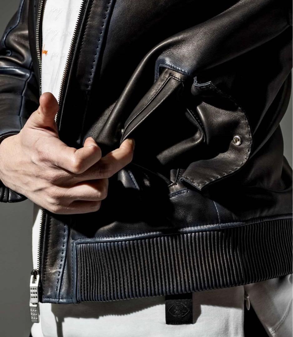 新品　C DIEM シープレザーグラデーションハリントンジャケット　ブルゾン　L