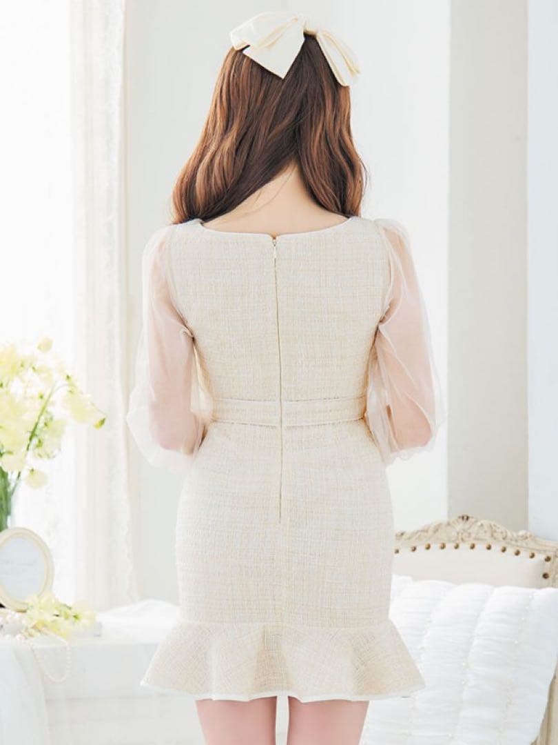 JEWELS ジュエルズ キャバクラ ドレス プリーツ ツイード シアー レース