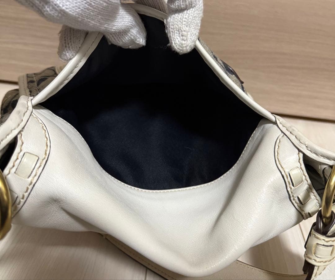 COACH コーチ ショルダーバッグ ソーホー レザー シグネチャー 白 デニム