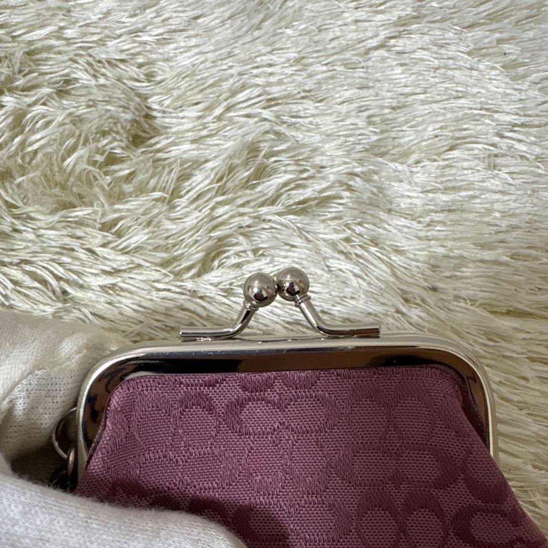 COACH がま口 ケース シグネチャー ワインレッド系 レア