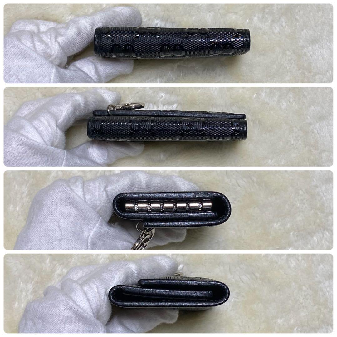 新品級✨グッチ6連キーケースインプリメGGインターロッキング黒レザーシルバー金具