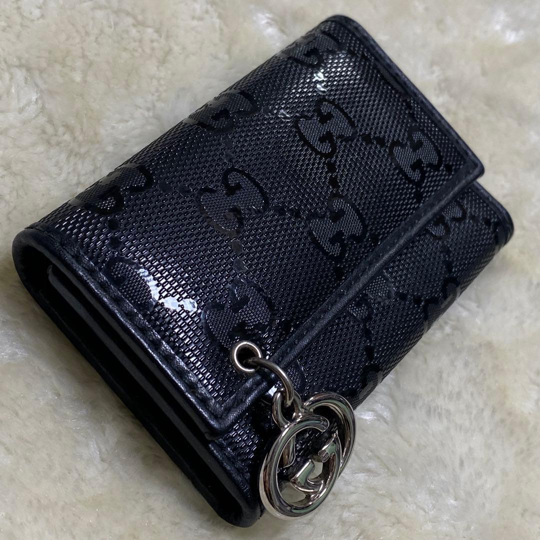 新品級✨グッチ6連キーケースインプリメGGインターロッキング黒レザーシルバー金具