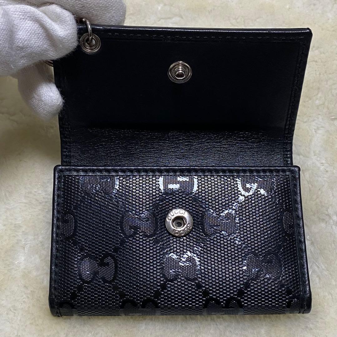 新品級✨グッチ6連キーケースインプリメGGインターロッキング黒レザーシルバー金具