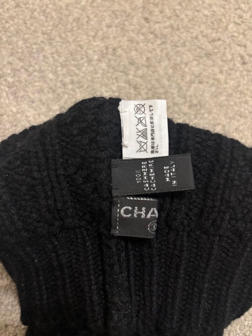 CHANEL 黒 カシミア　ビーニー