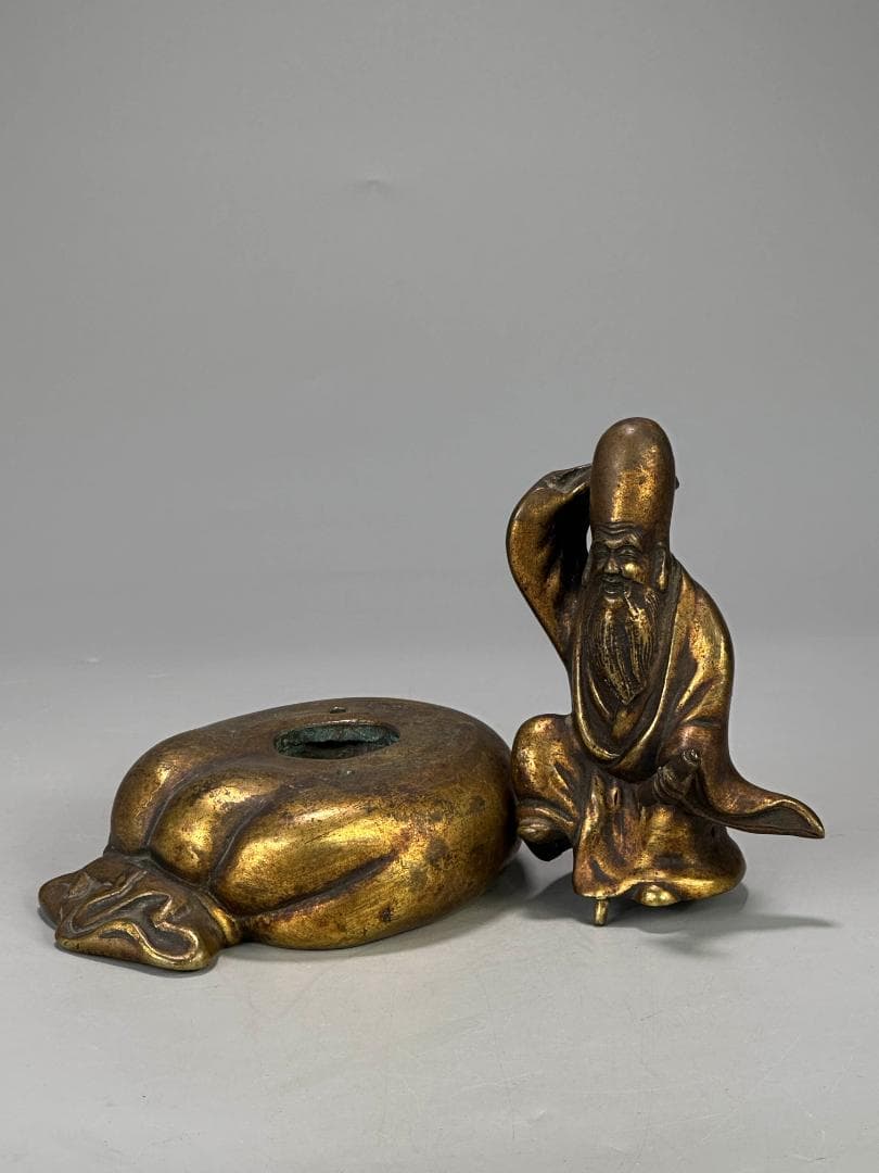 中国美術　清朝　銅製　寿星老人　銅香炉　香薫炉　文房置物　唐物　時代香炉　古物