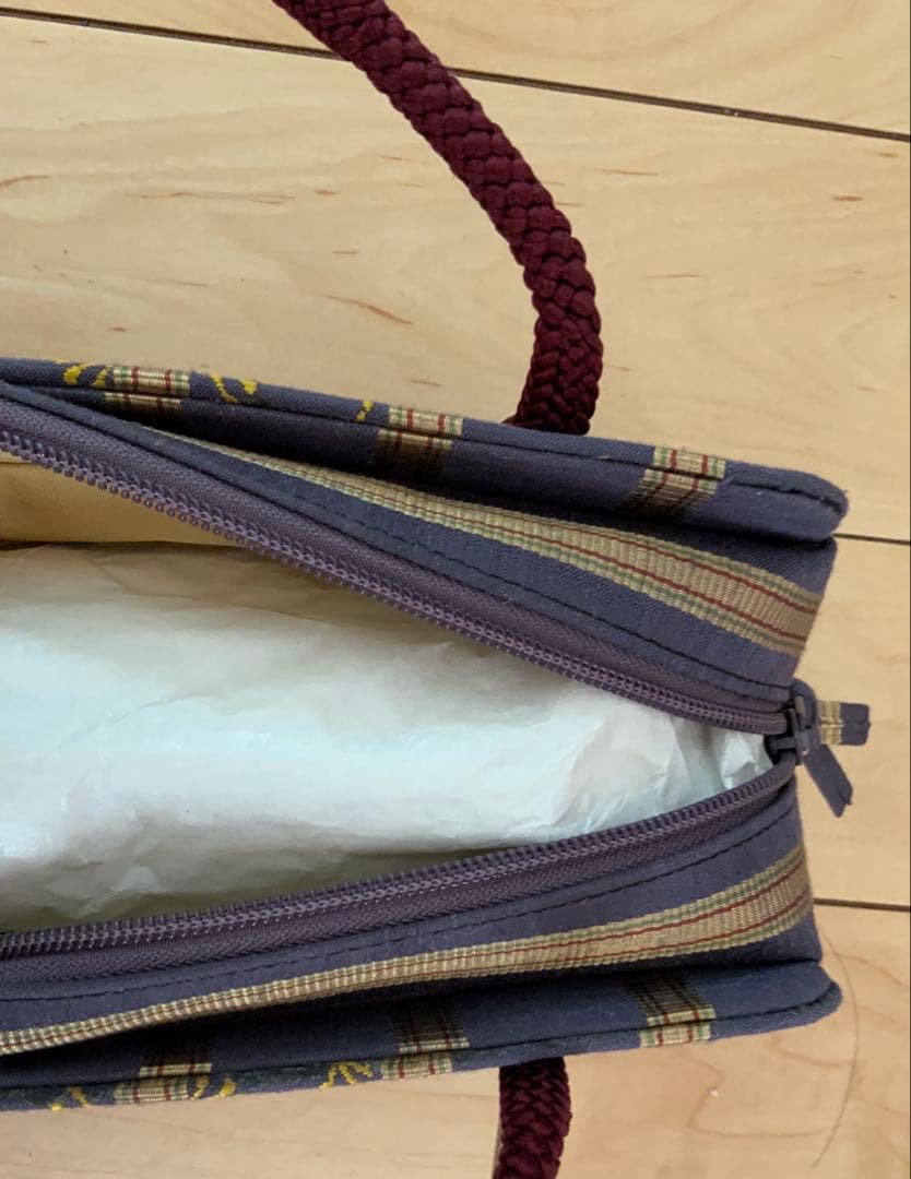 新品未使用　かづら清　和装用　バッグ　ネイビー　チェック柄